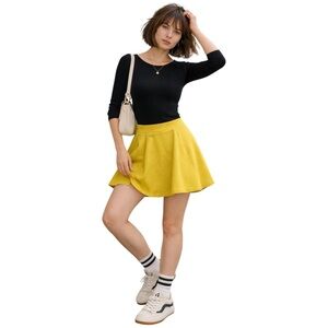 Mustard Yellow A Line Mini Skirt Indie Sleaze Retro Chic Soft Girl Summer